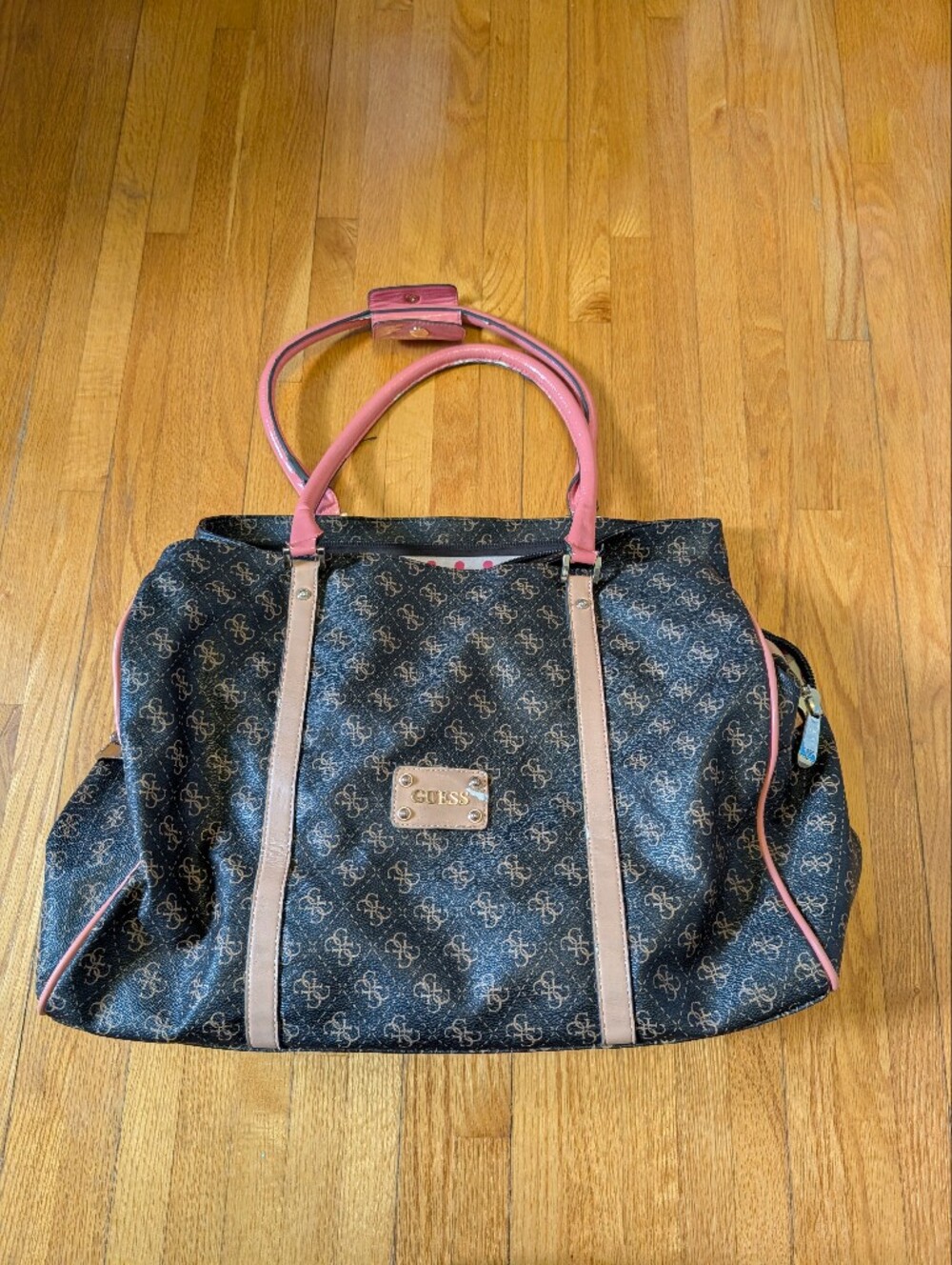 Guess Monogram Weekender Duffel Bag Flawed READ